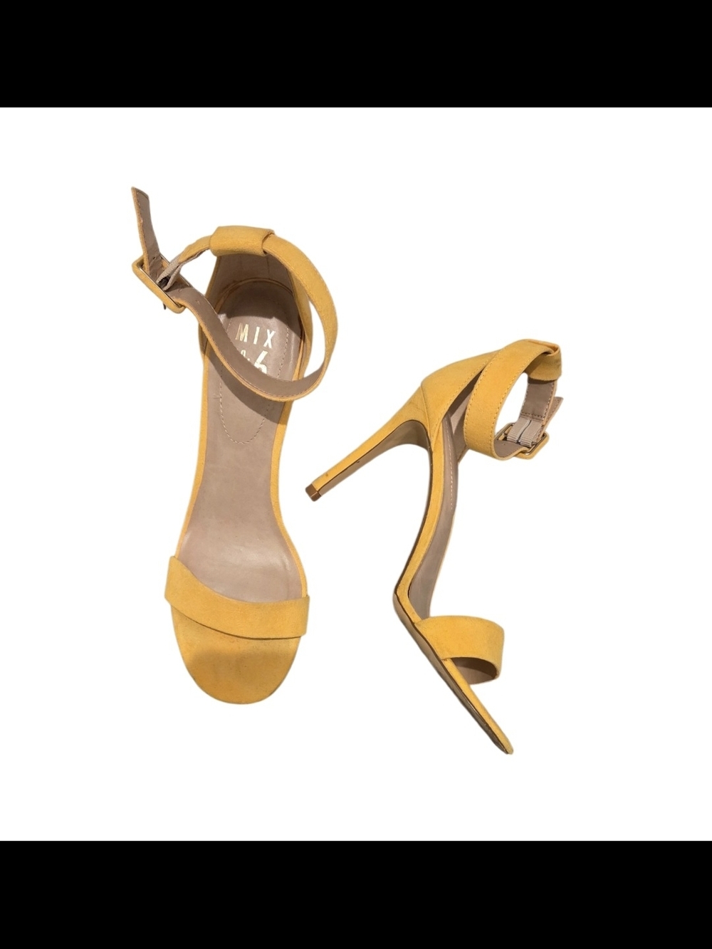 Mix No. 6 Mustard Yellow Ankle-Strap Stiletto Heels. 5 IN Heel